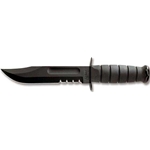 KA-BAR Kraton G Handled-Black Blade-Serrated-Leather Sheath 1212