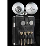Jack Daniels Stainless-Leather Flask with Golf Balls and Tools 8513
