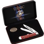 Marine Corps Smooth Dark Red Bone Trapper Gift Set 13174 - Engravable