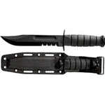 KA-BAR Kraton G Handle-Black Blade-Serrated-Hard Sheath