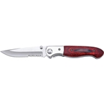 Maxam Liner Lock Knife-Wood Handle-Combo Edge SKPKWD3