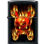 Zippo Flaming Wrenched Skull