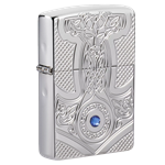 Zippo Medieval Deep Carved Heavy Walled Armor with Swarovski Crystal and Emblem 49289