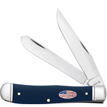 Shot Show Navy Blue Synthetic Handle Trapper With Cigar Box 71231 - Engravable