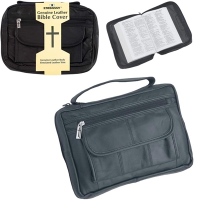 Embassy Leather Bible Cover with Hand Strap and Pen Holder LULBIBLE2