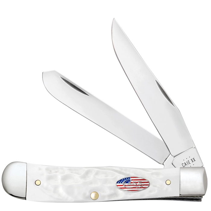 Case White Synthetic Trapper with Flag Shield 14100 - Engravable